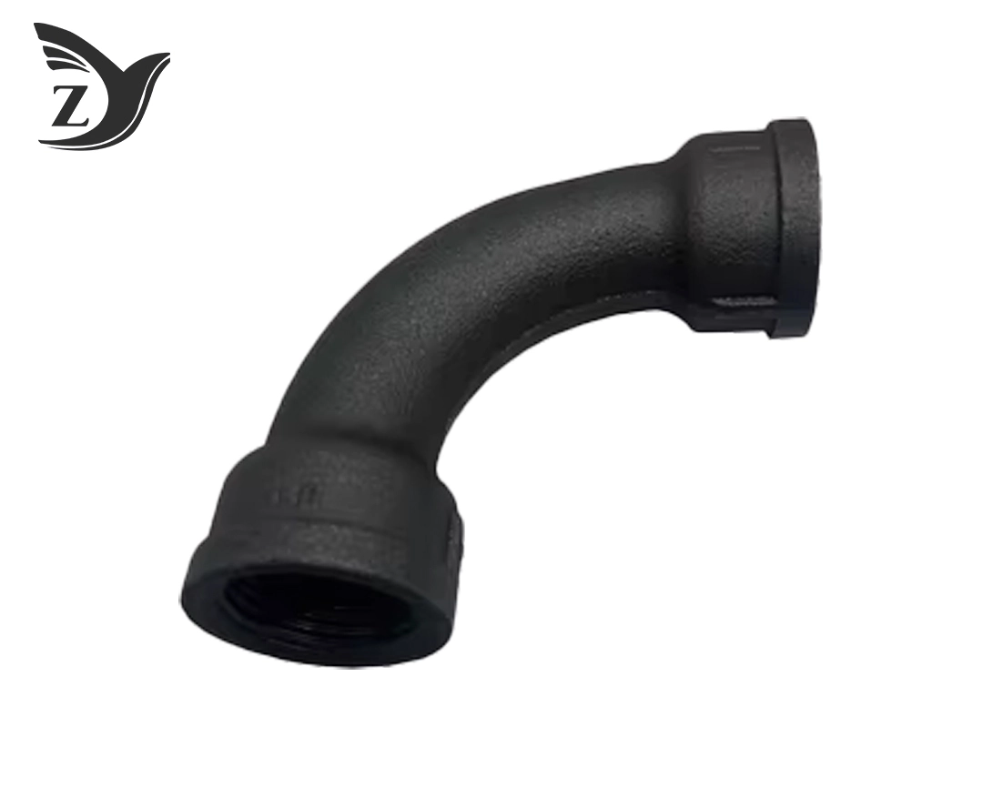 Black FxF 90° Long Bend Malleable Iron  Pipe FittingsFittings 1