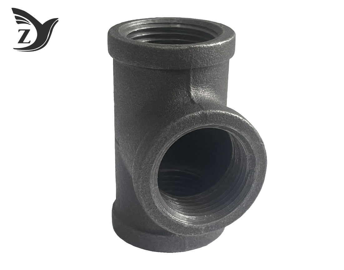 Black Square Face Straight Tee Pipe Fittings 3 Black Square Face Straight Tee Pipe Fittings 3