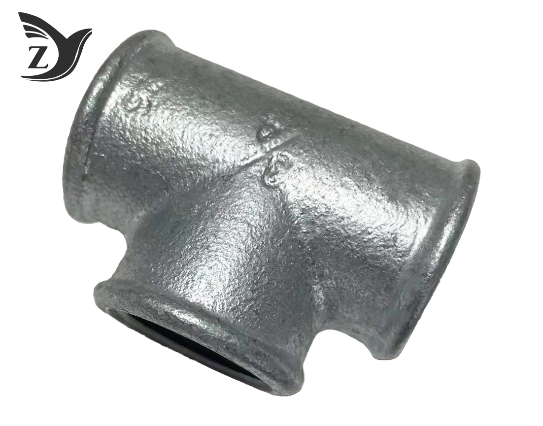 Round Face Galvanized Round Edge Straight Tee Pipe Fittings 2