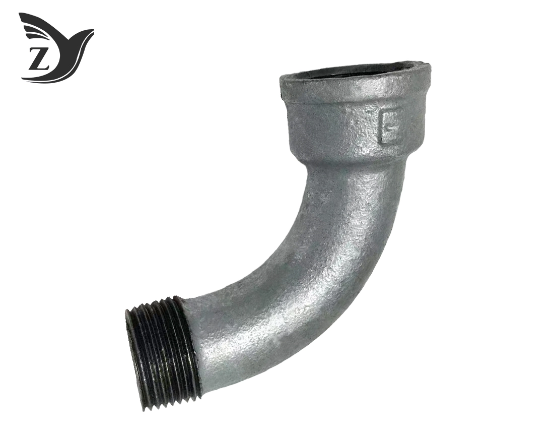 Galvanized Male Female 90° Long Radius Elbow Pipe Fittings 2