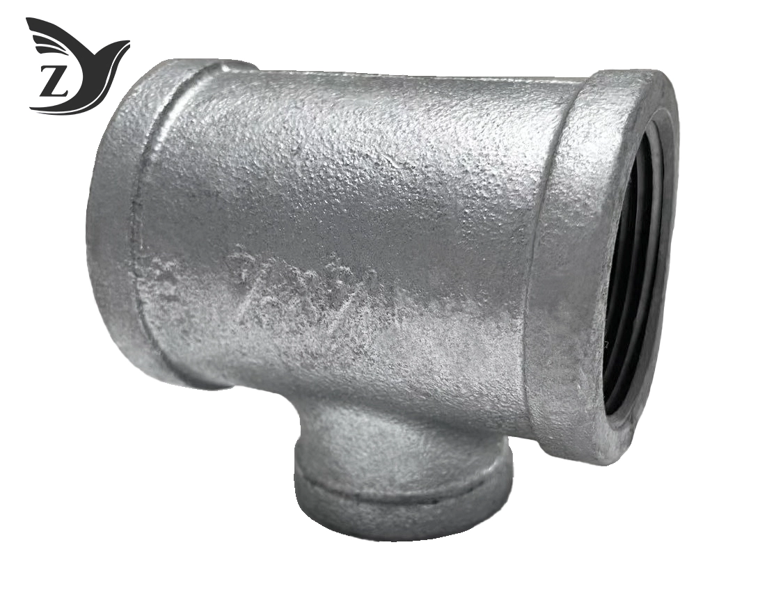 NPT Square Face Galvanized Square Edge Reducing Tee Pipe Fittings 1 NPT Square Face Galvanized Square Edge Reducing Tee Pipe Fittings 1