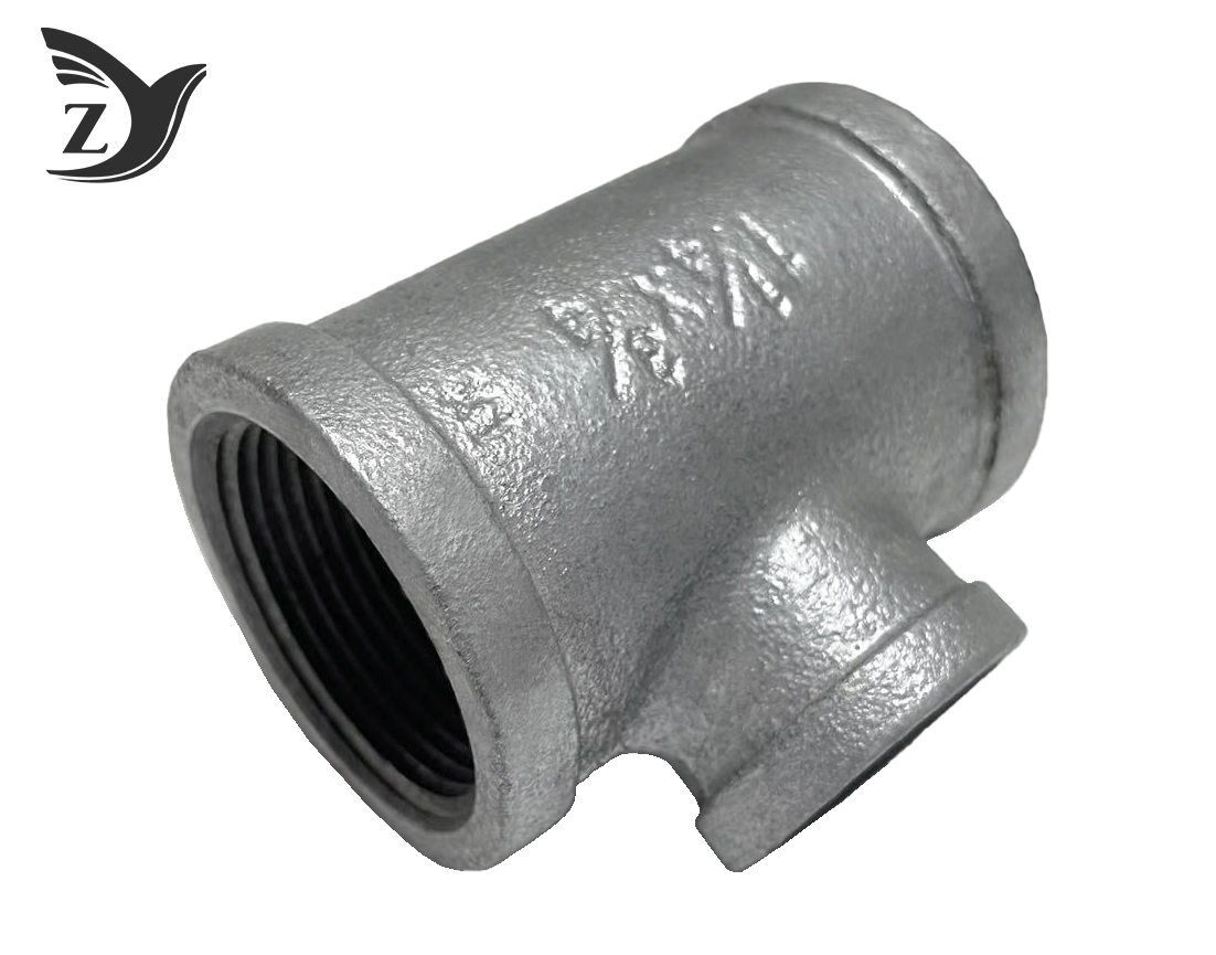 NPT Square Face Galvanized Square Edge Reducing Tee Pipe Fittings 3