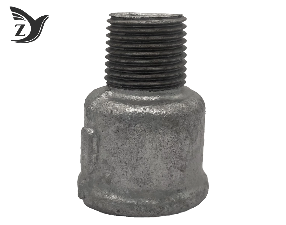 Beaded Galvanized BSPT Round Edge Male-Female Reducing Coupling 3