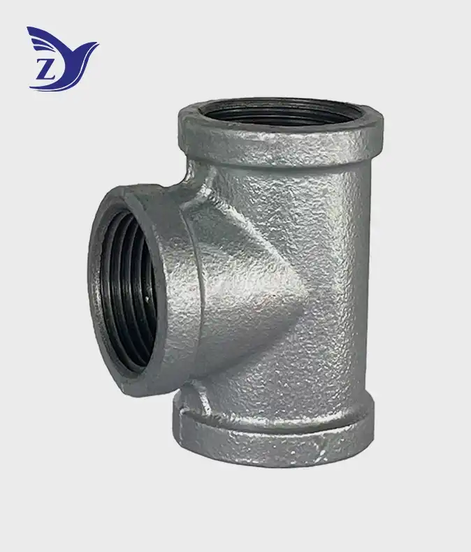 NPT square face galvanized square edge straight tee pipe fitting 