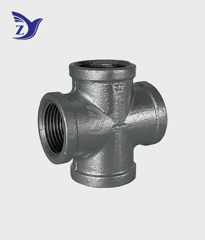 NPT square face galvanized square edge cross pipe fittings