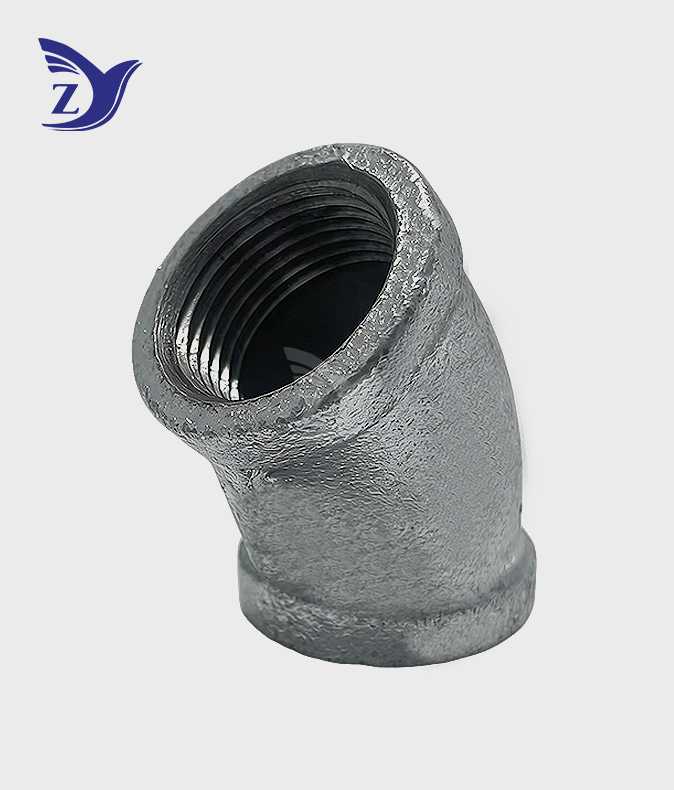 NPT Square Face Galvanized 45° Square Edge Elbow Pipe Fittings