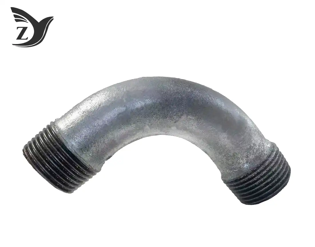 Installing round face galvanized round edge 90° elbow pipe fittings in tight spaces