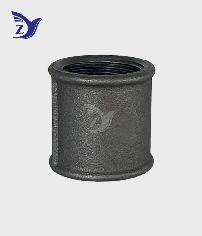 What material is black round face coupling pipe fitting made of?