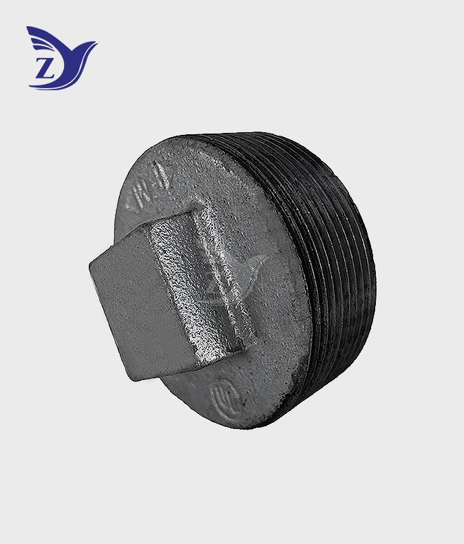 Securing pipe ends with galvanized flanged pipe plug pipe fittings