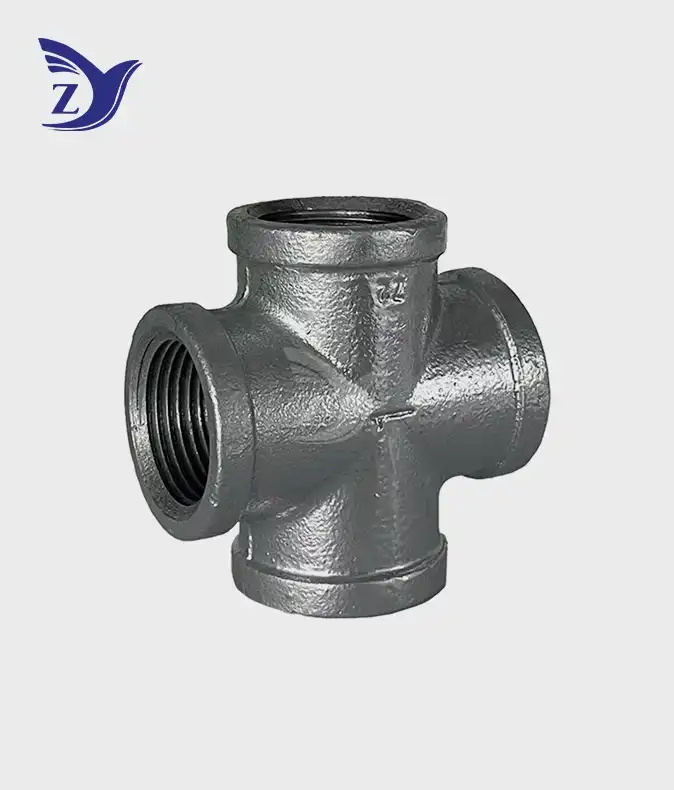 NPT Threaded Four Way Galvanized Cross Connectors For Industrial Water Gas Pipeline Distribution