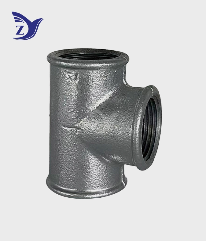 NPT Round Face Galvanized Round Edge Straight Tee Pipe Fittings